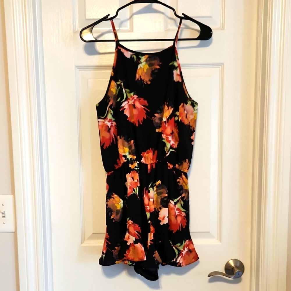 Black Floral Romper
